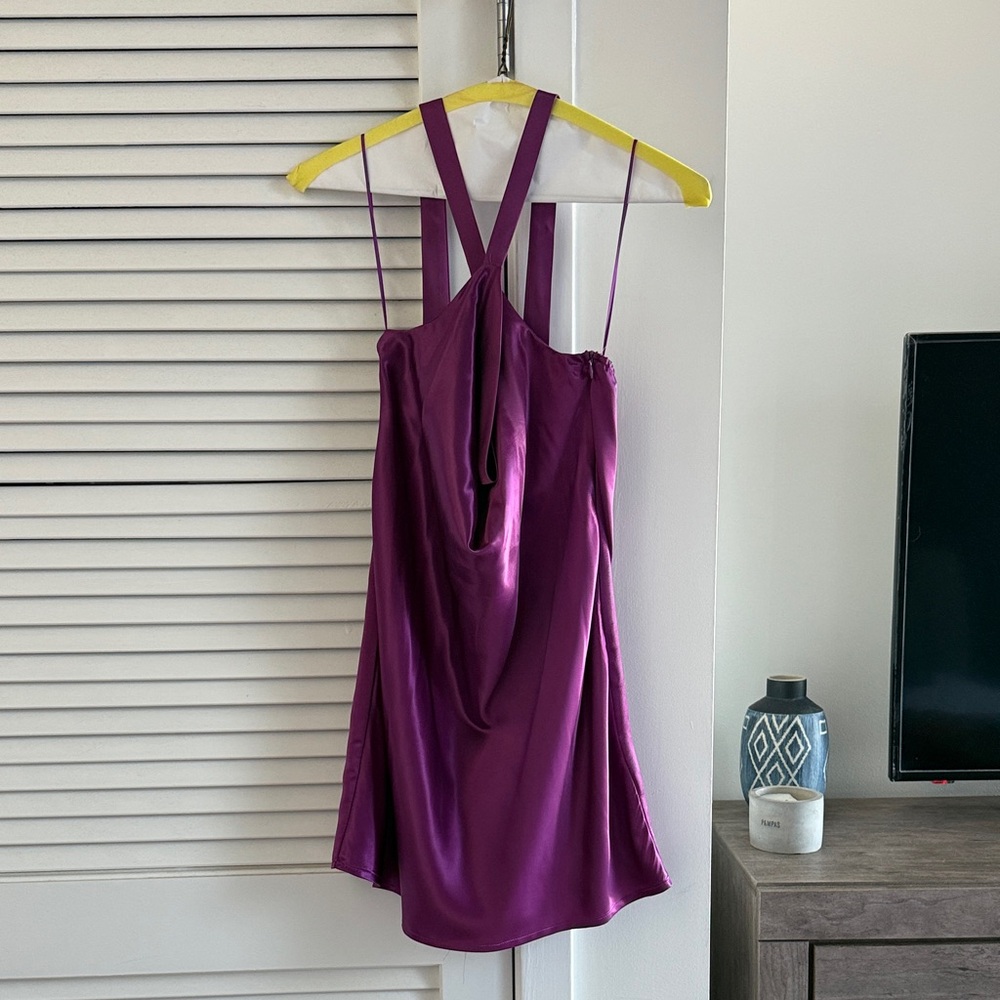 MORE TO COME Courtney Halter Mini Dress in Magenta